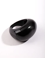 Black Smooth Oval Ring