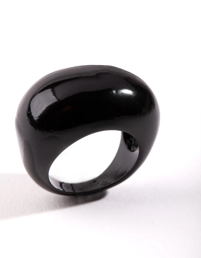 Black Smooth Oval Ring