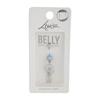 Rhodium Surgical Steel Blue Diamante Dreamcatcher Belly Bar