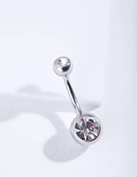 Silver Double Diamante Belly Bar