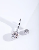 Silver Double Diamante Belly Bar