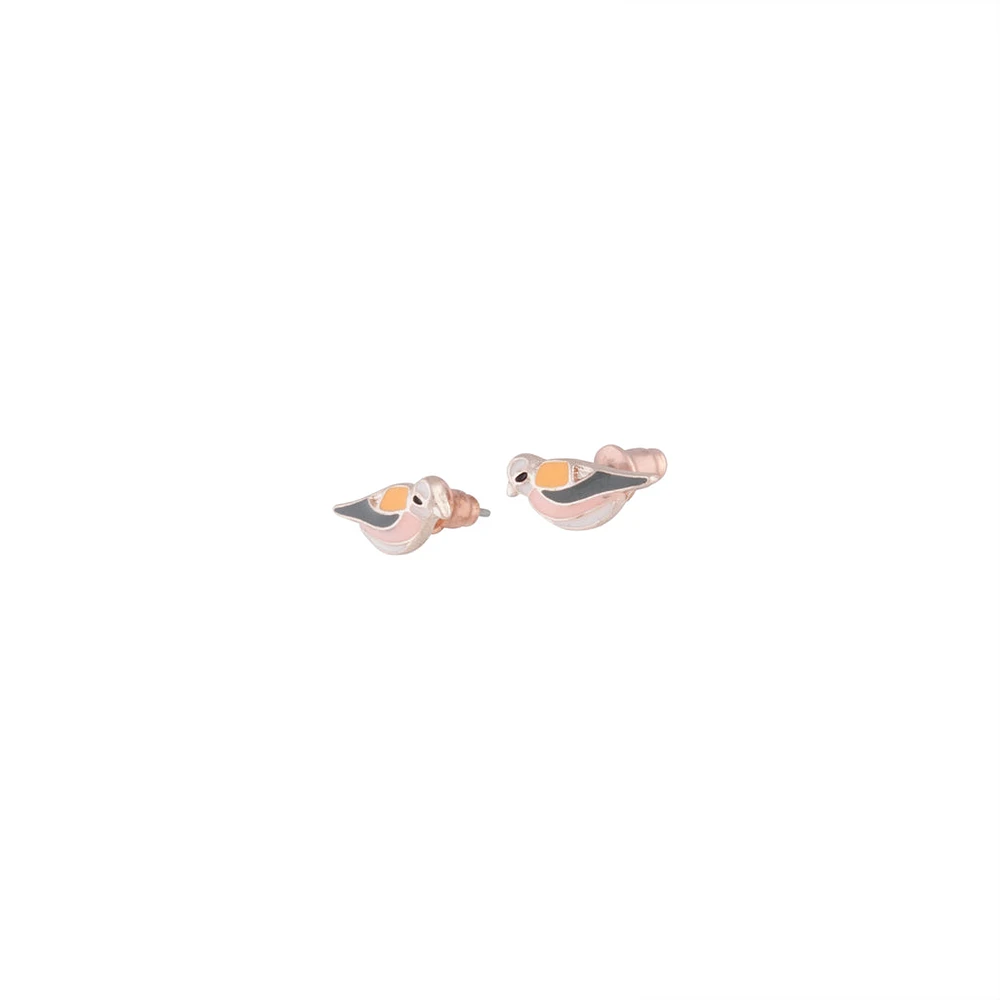 Rose Gold Multi Coloured Bird Earrings