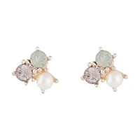 Rose Gold Pearl Tiny Cluster Earrings