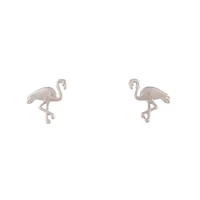 Silver Flamingo Stud Earrings