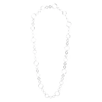 Silver Diamond Cut Multi Circle Lariat Necklace