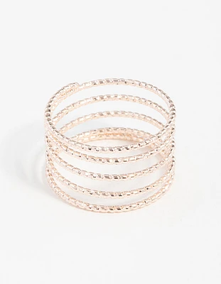 Rose Gold Diamond Cut Spiral Ring