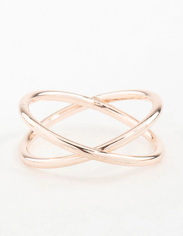 Rose Gold Cross Over Ring