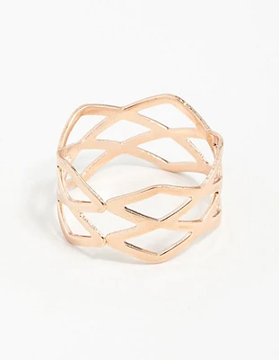 Rose Gold Multi Cross Over Ring