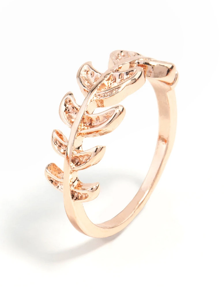 Rose Gold Leaf Band Ring