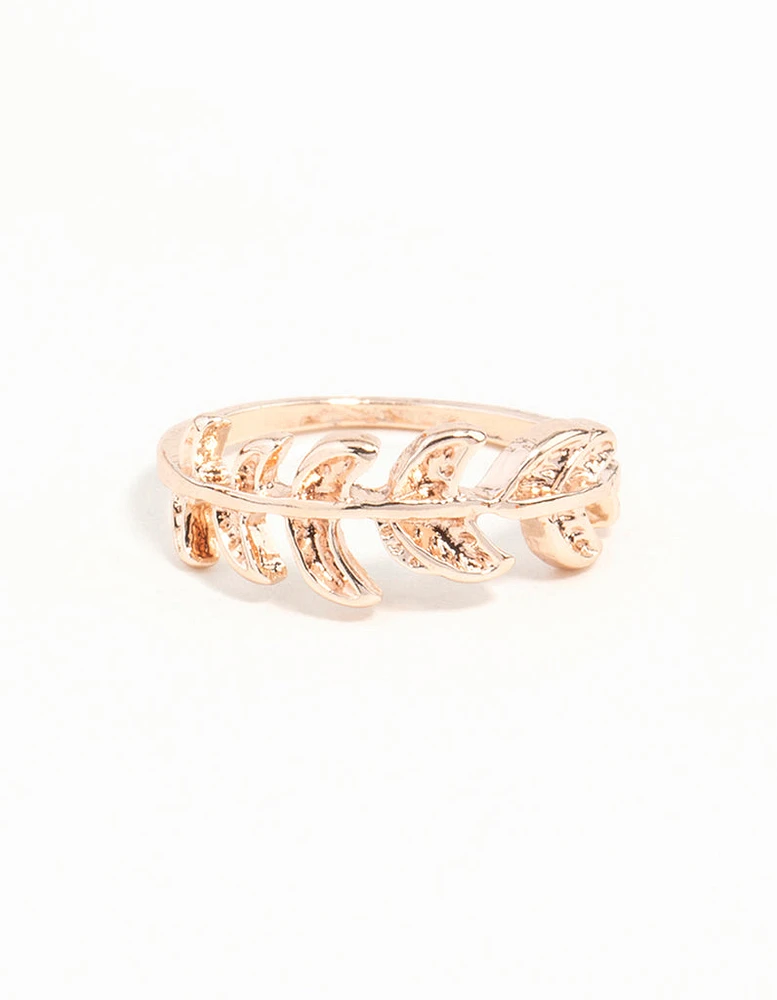 Rose Gold Leaf Band Ring