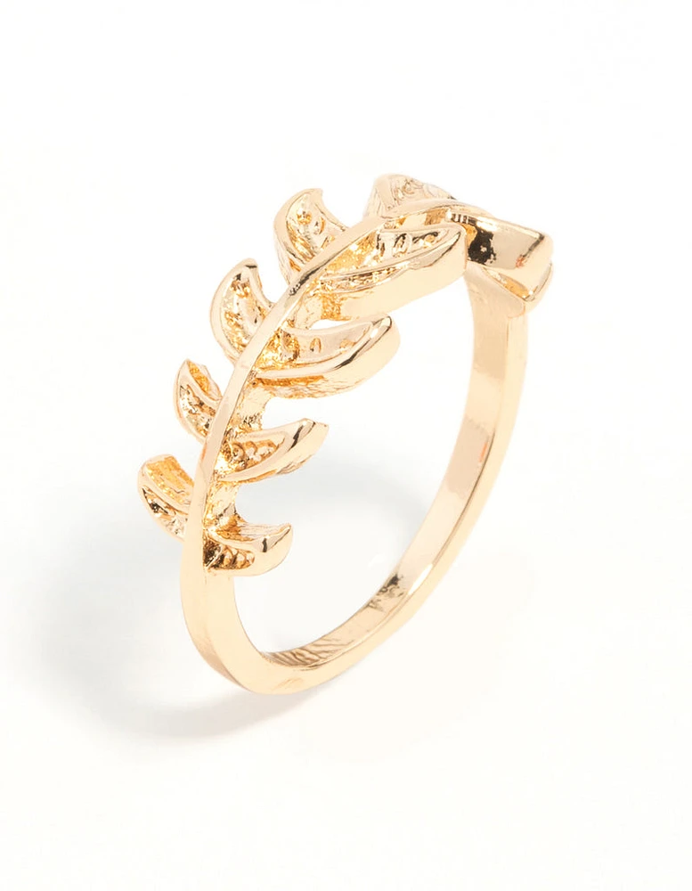 Gold Leaf Band Ring