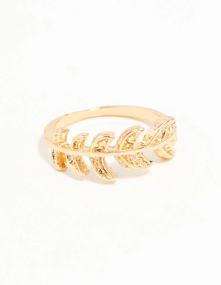 Gold Leaf Band Ring