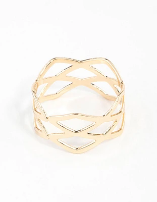 Gold Multi Cross Over Ring