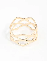 Gold Multi Cross Over Ring