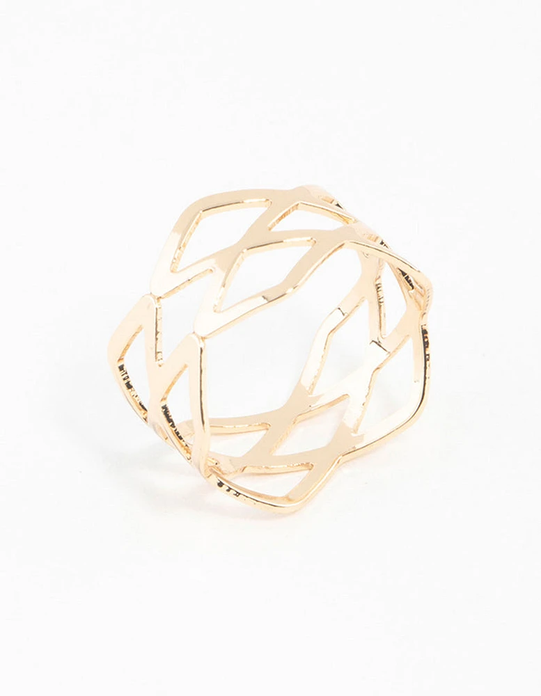 Gold Multi Cross Over Ring