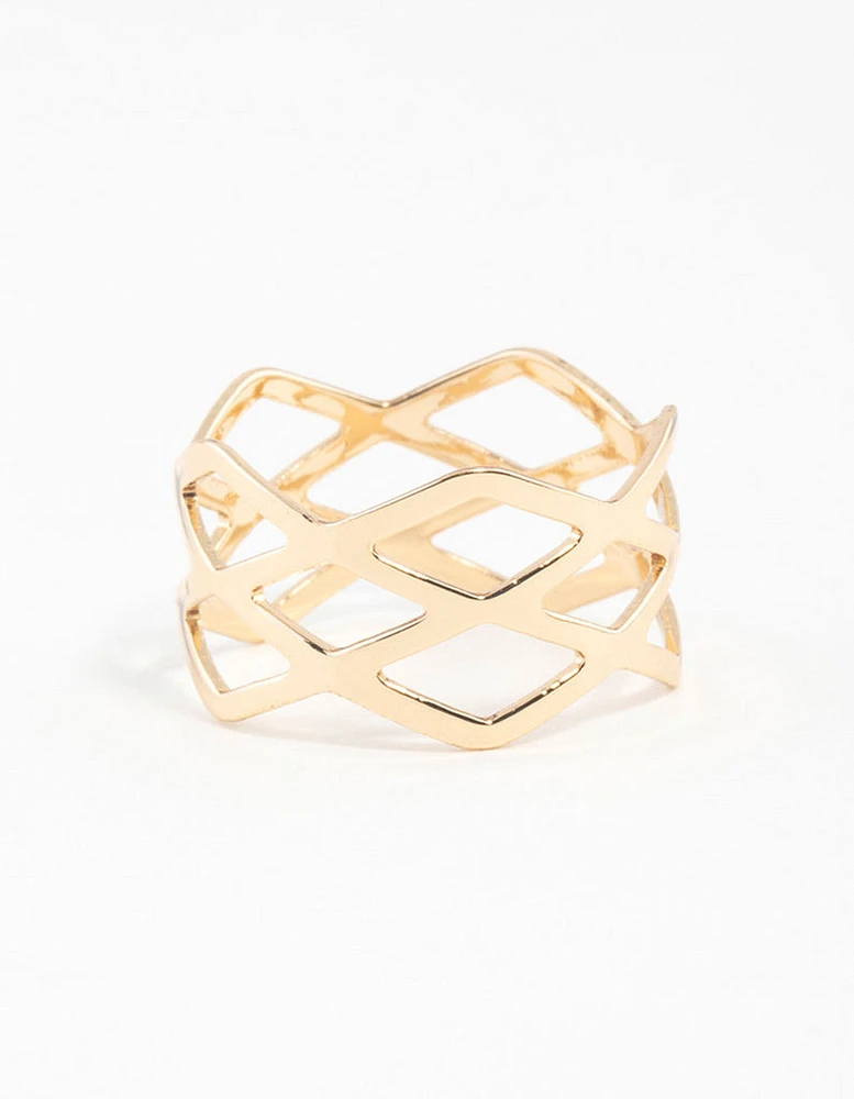 Gold Multi Cross Over Ring