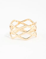 Gold Multi Cross Over Ring