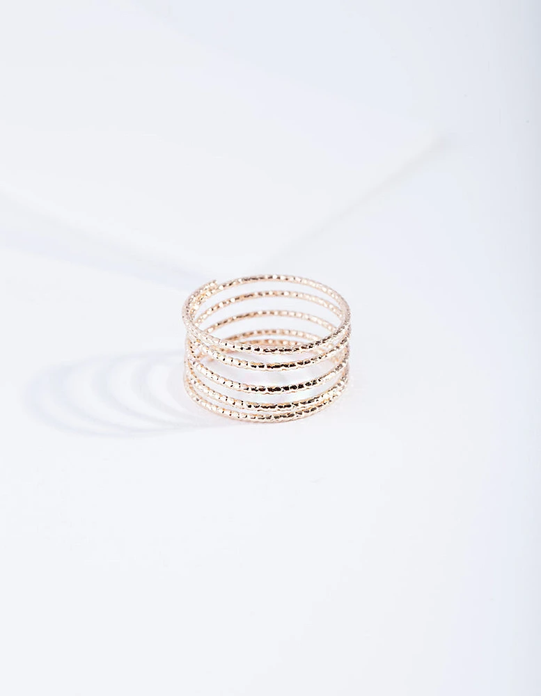 Gold Diamond Cut Spiral Ring