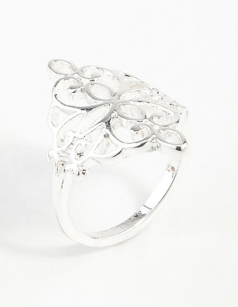 Silver Metal Filigree Ring