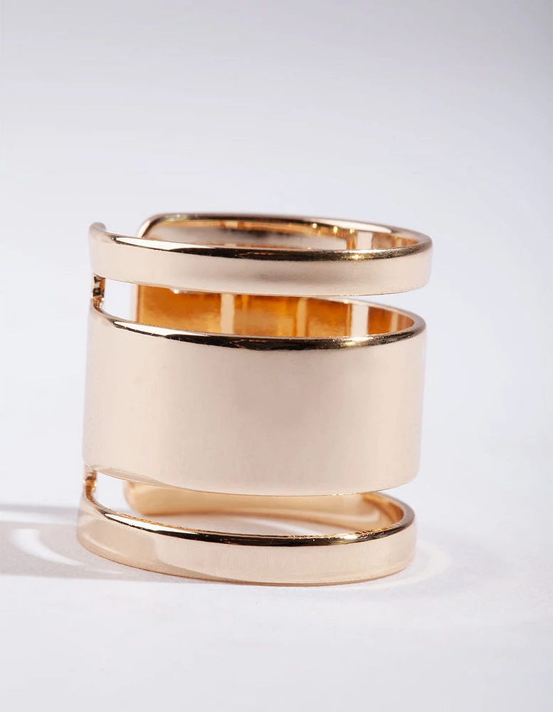 Gold Triple Tube Ring