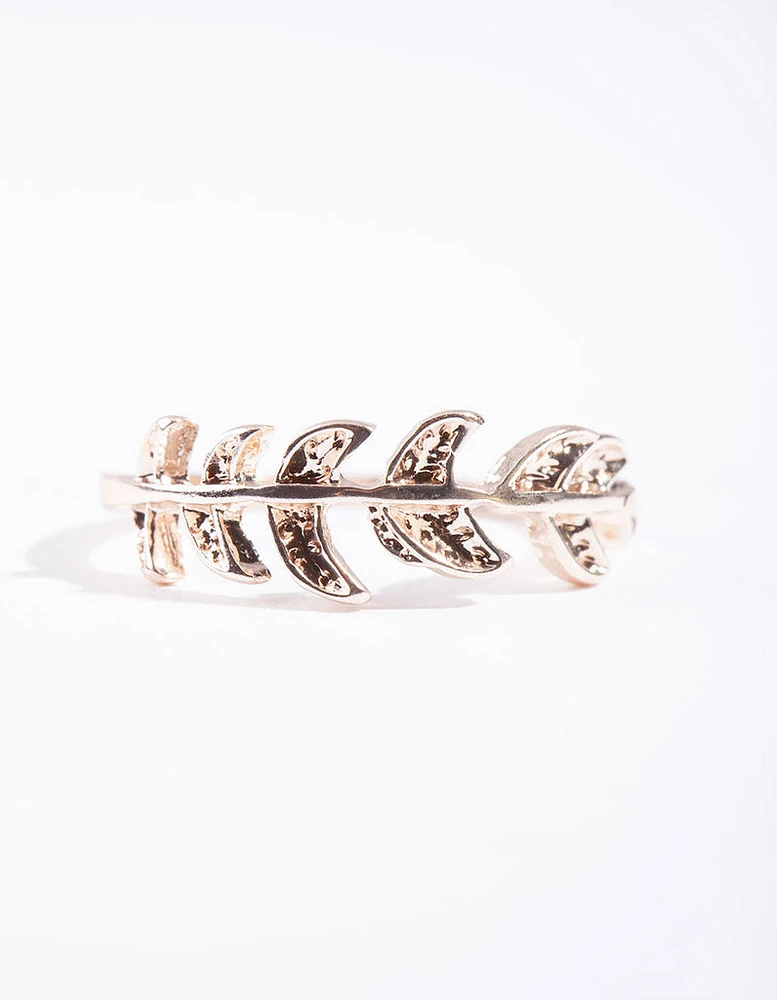 Rose Gold Leaf Band Ring