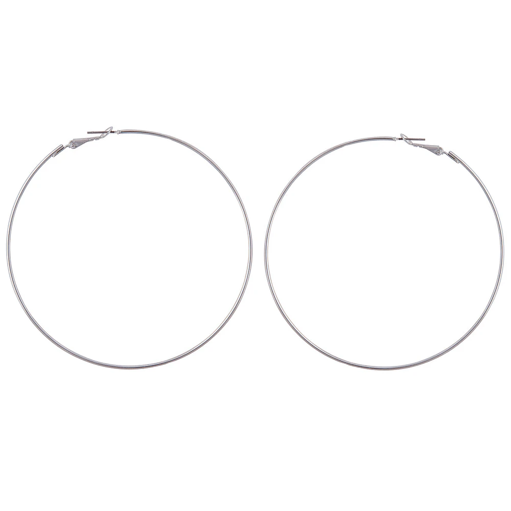 Rhodium Super Hoop Earrings