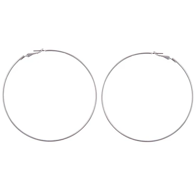 Rhodium Super Hoop Earrings