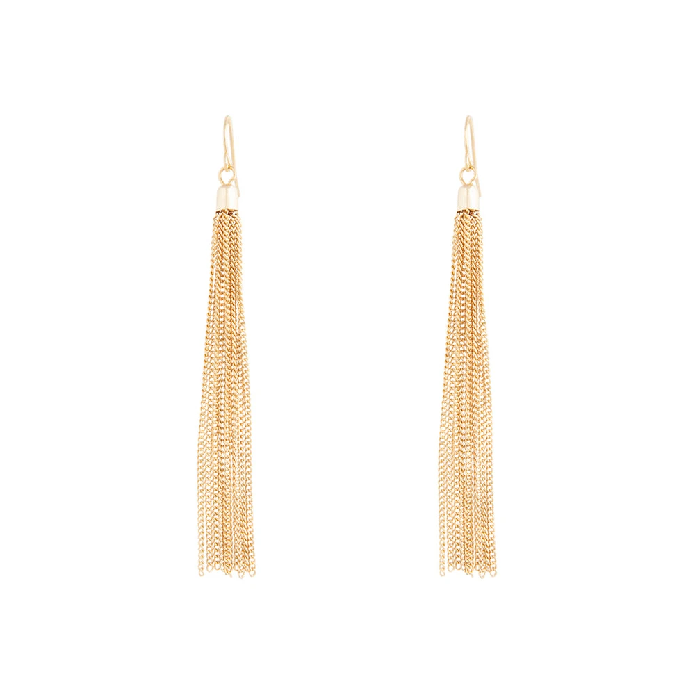 Gold Chain Tassel Drop Earrings