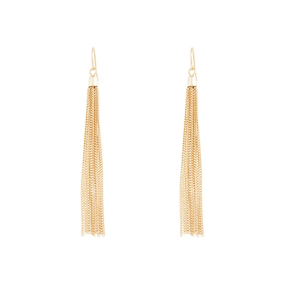 Gold Chain Tassel Drop Earrings