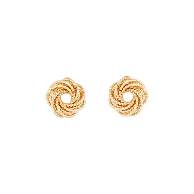 Gold Diamond Cut Knot Stud Earrings