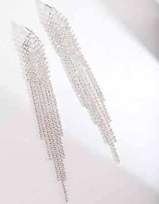 Silver Diamante Long Earrings