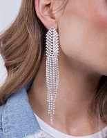 Silver Diamante Long Earrings