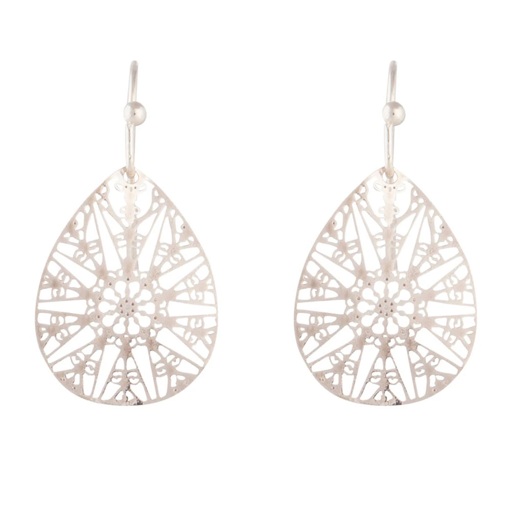 Rose Gold Drop Cut-out Pattern Earrings