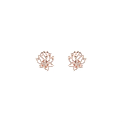 Rose Gold Open Lotus Earrings