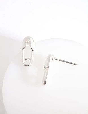 Silver Safety Pin Earrings