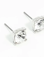 Silver 2 Carat Glass Stud Earrings