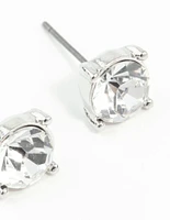 Silver 2 Carat Glass Stud Earrings