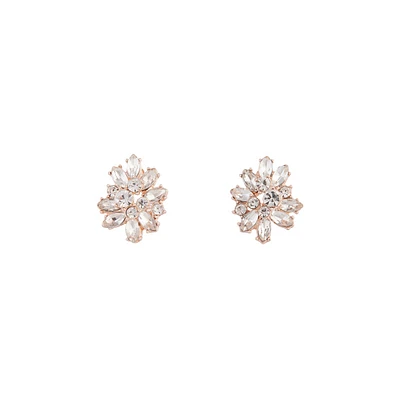 Rose Gold Diamante Cluster Earrings