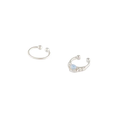 Rhodium Moonstone Faux Septum Pack