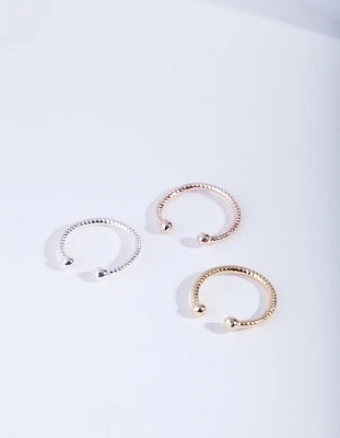 Mixed Metal Diamond Cut Septum Nose Ring Pack