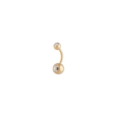 Gold Diamante Ball Belly Bar