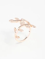 Rose Gold Leaf Double Band Ring