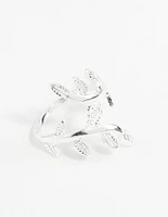 Silver Leaf Double Band Ring