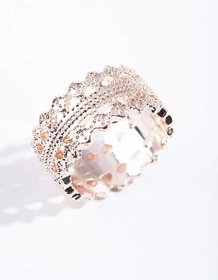 Rose Gold Lace Detail Ring