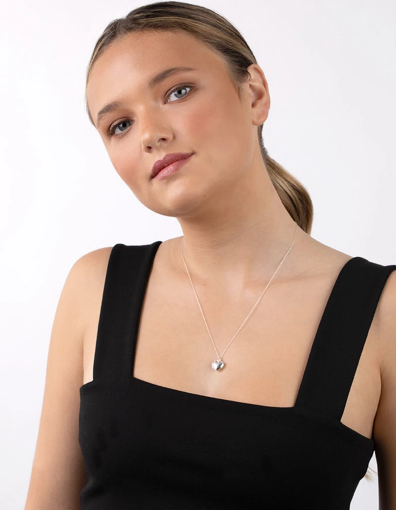 Sterling Silver Heart Locket Pendant Necklace