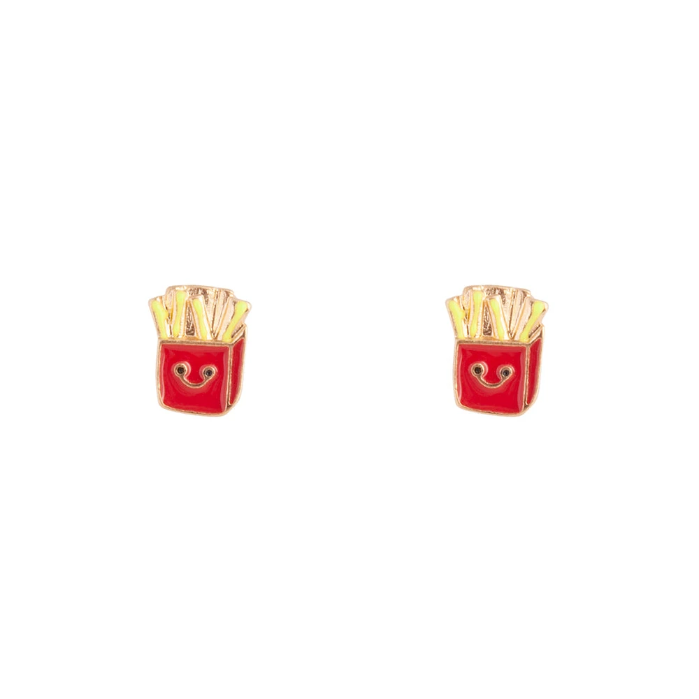 Gold Fries Stud Earrings