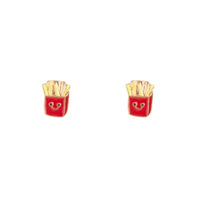 Gold Fries Stud Earrings