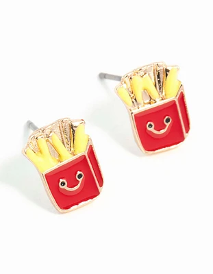 Gold Fries Stud Earrings