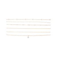 Rose Gold Diamante Pearl Station Choker 6-Pack