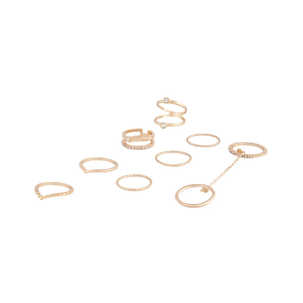 Gold Chain Bling Ring 8-Pack